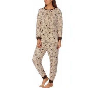 Disney Winnie the Pooh Character Ladies' 2-piece Lounge Set Brown/Tan Small New!
